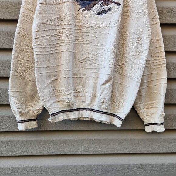 Vintage 90's Fieldmaster Embrioded Nature Fish Boat Sweatshirt Pullover USA Made - Picture 4 of 5
